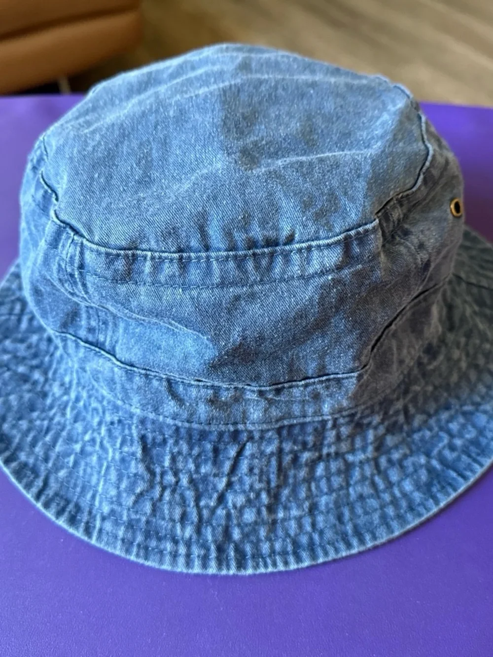 Kids Blue Denim Bucket Hat with Yellow 'FSS' Embroidery